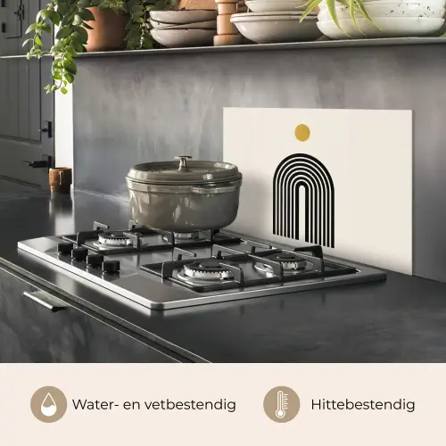 Minimalistisch - Zwarte boog - Gouden cirkel keuken achterwand spatscherm klein -usp_NL