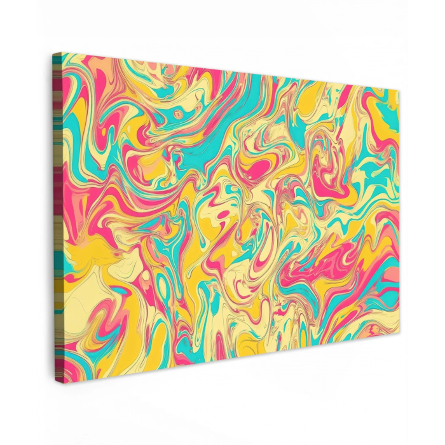 Geel - Roze - Blauw - Retro canvas 2cm klein -z3d