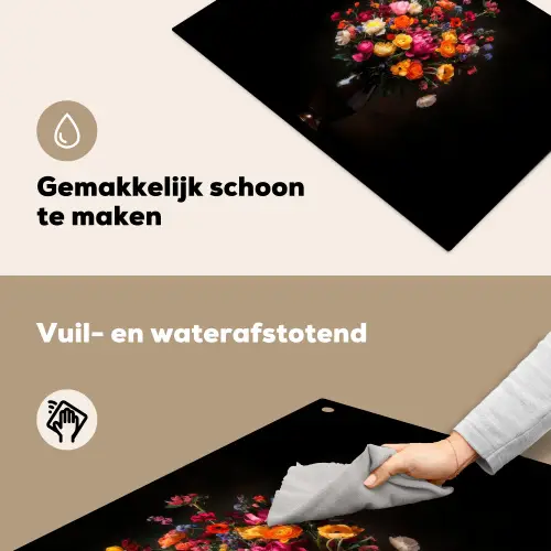 Kleurrijk - Boeket - Vaas - Donkerbruin Inductie beschemer met haakjes klein -ky-schoon-nl