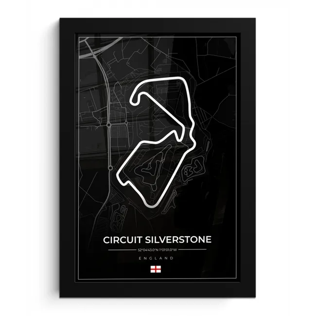 Racing - Engeland - Racebaan - Circuit - Silverstone - Zwart fotolijst zwart zonder passe partout klein -3d