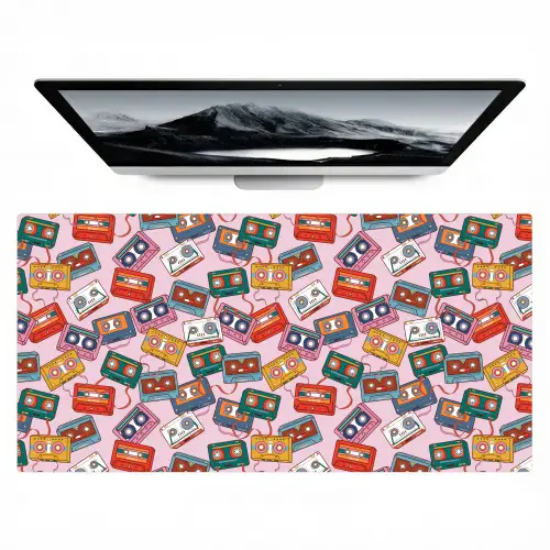 Cassette - Patroon - Roze Muismat XXL klein 681 -zzz3d