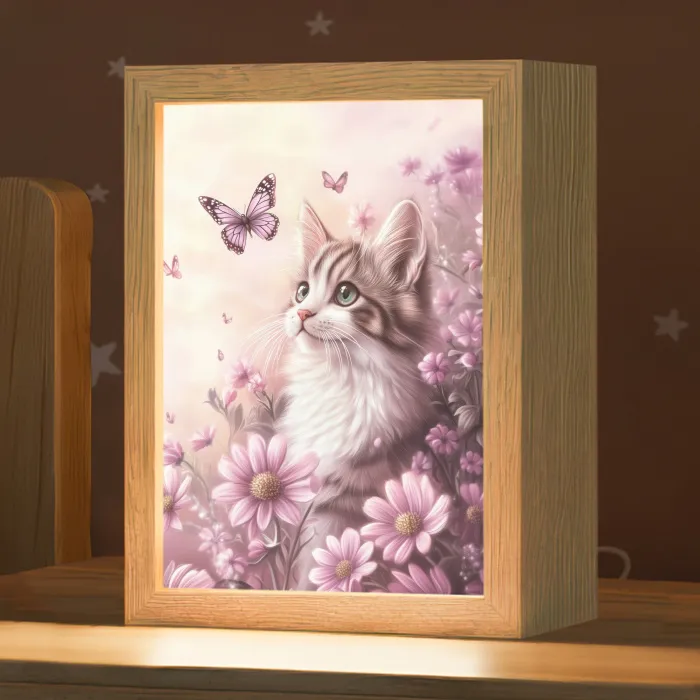 Kitten - Bloemen - Vlinders - Paars Light Box met kabel klein -zzz_3d_website