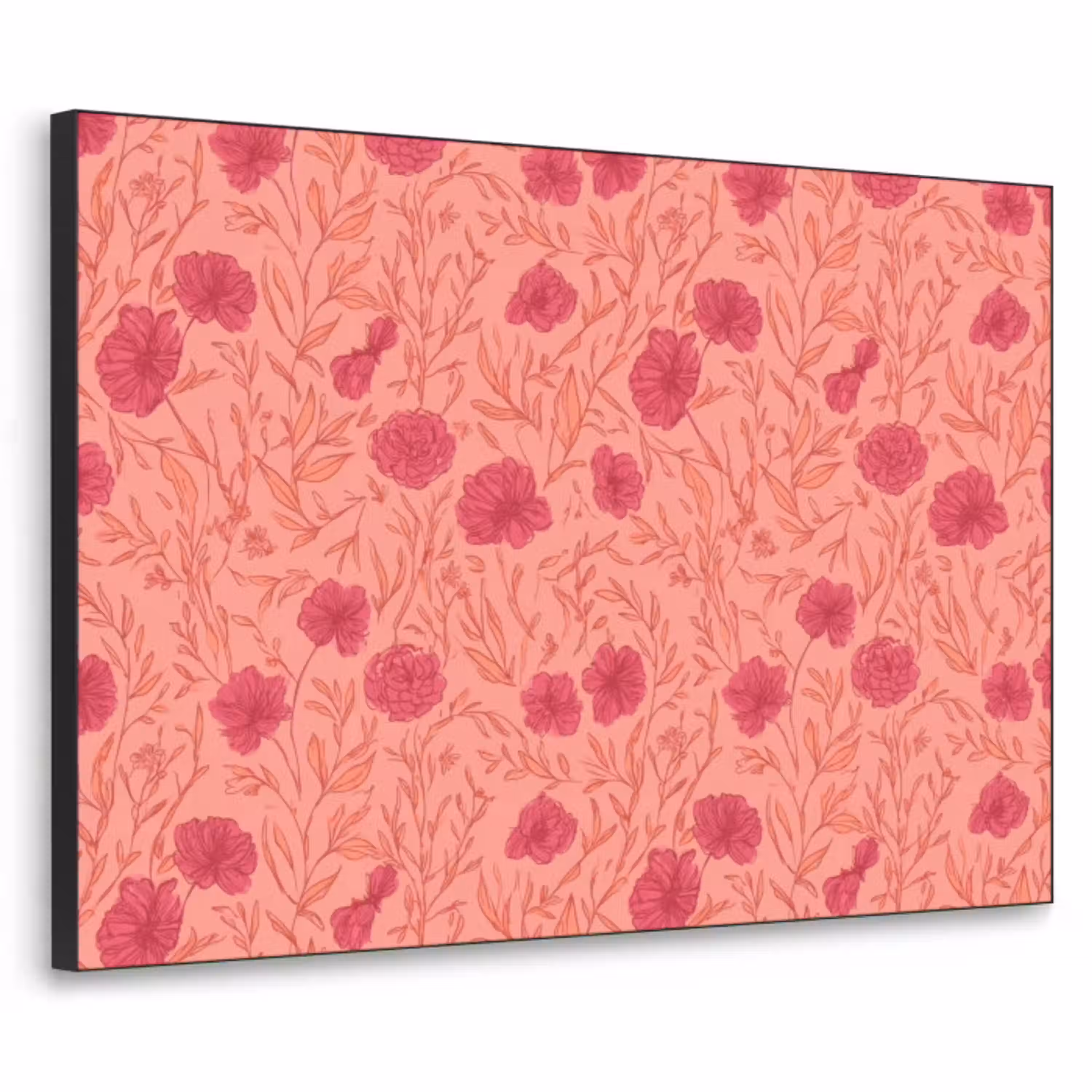 Weidebloemen - Romantisch - Roze Textielframe zwart klein 947 -3d
