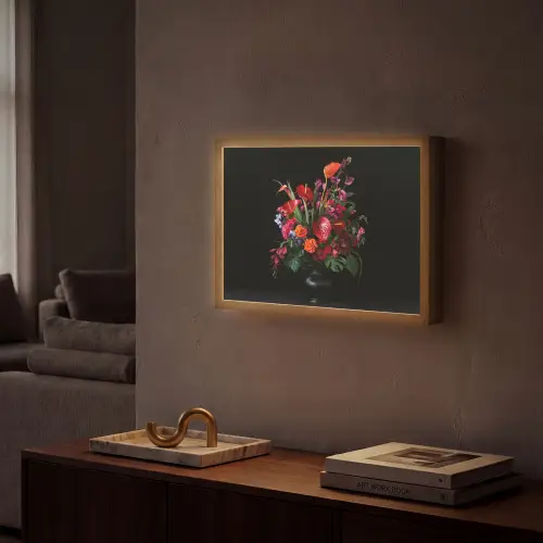 Bloemen - Boeket - Sierlijk Light Box met batterij (Wandlamp) middel -sfeer1