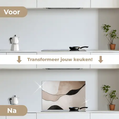 Contourlijnen - Abstracte landschap keuken achterwand spatscherm klein -voor_na_NL