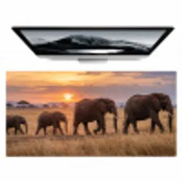 Olifanten - Savanne - Zonsondergang - Afrika - Warm Muismat XXL klein -zzz3d