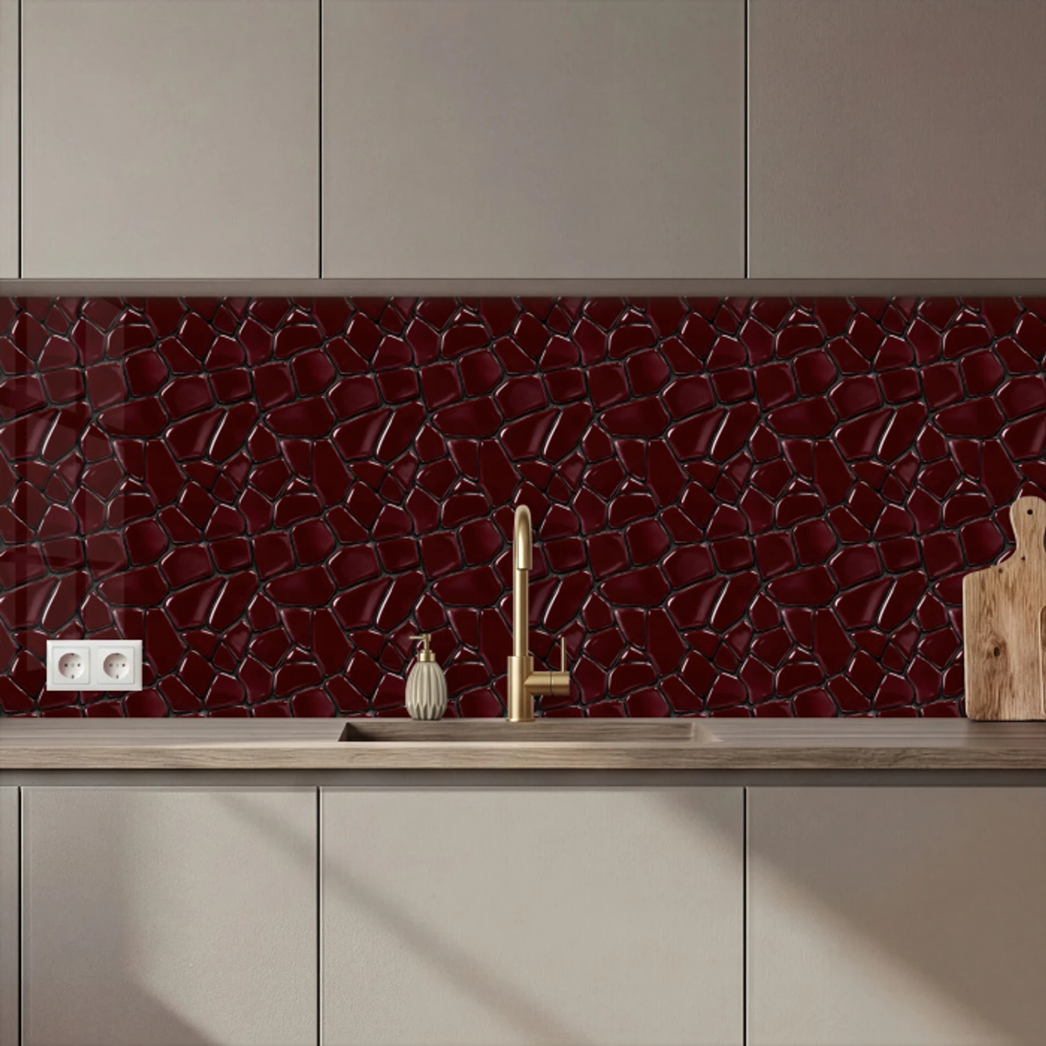 Mozaïek - Tegel - Bordeauxrood keuken achterwand 2 middel 871 zz_3dshopping