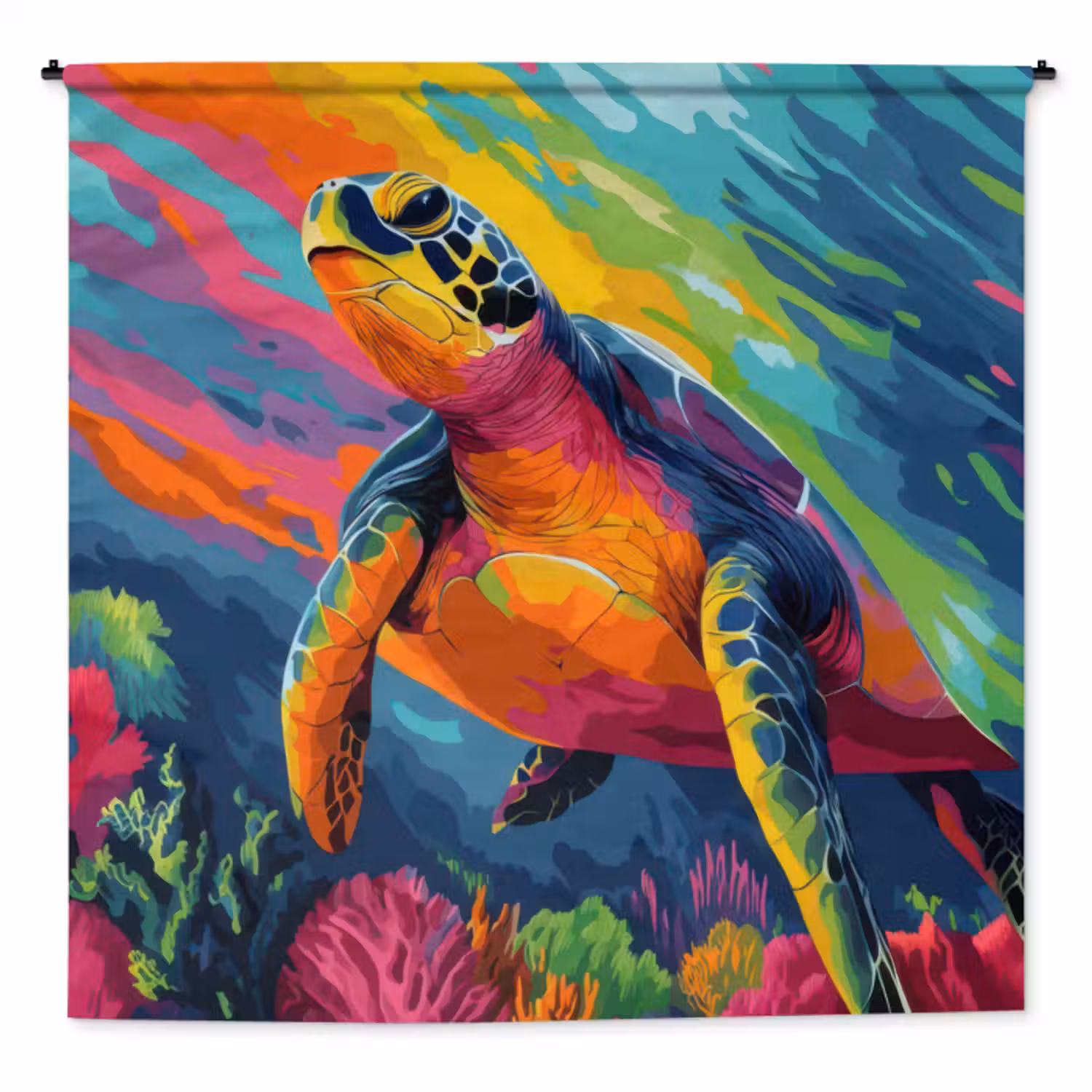 Wandkleed - Koraal - Schildpad - Abstract - Water