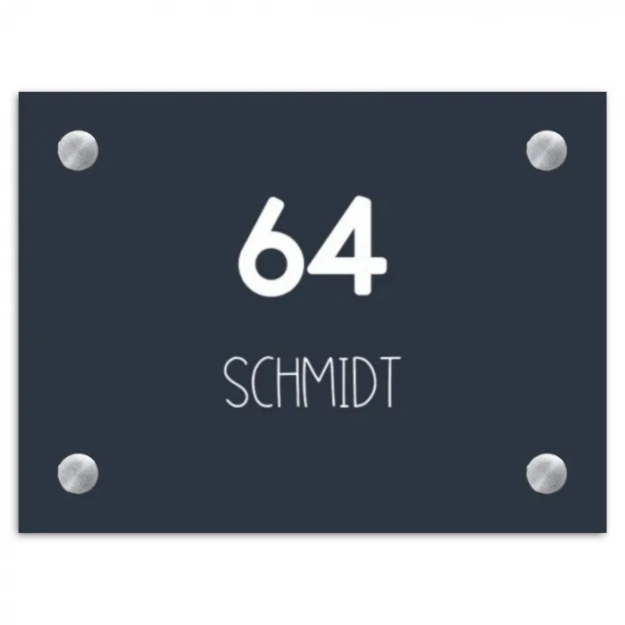 Effen blauw - Modern Naambord Rechthoek middel -3d