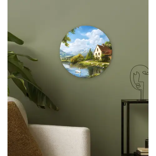 Zwaan - Bomen - Rust Wandcirkel kunststof plaat 5mm dik klein -sfeer3