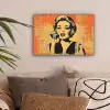 Retro - Vrouw - Koptelefoon - Oranje canvas 2cm klein -sfeer1