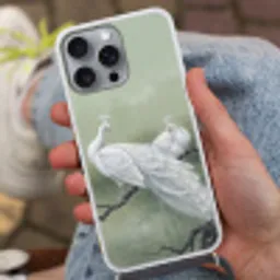 Pauwen - Wit - Natuur - Groen Hoesje iPhone 16 Pro Max met koord klein -sfeer3
