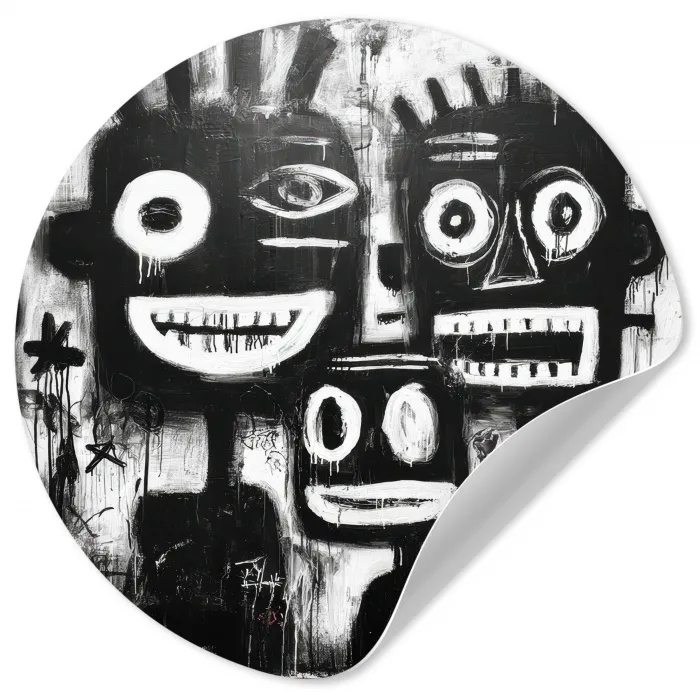 Schilderij - Figuren - Zwart - Abstract Wandcirkel behangsticker klein -3d