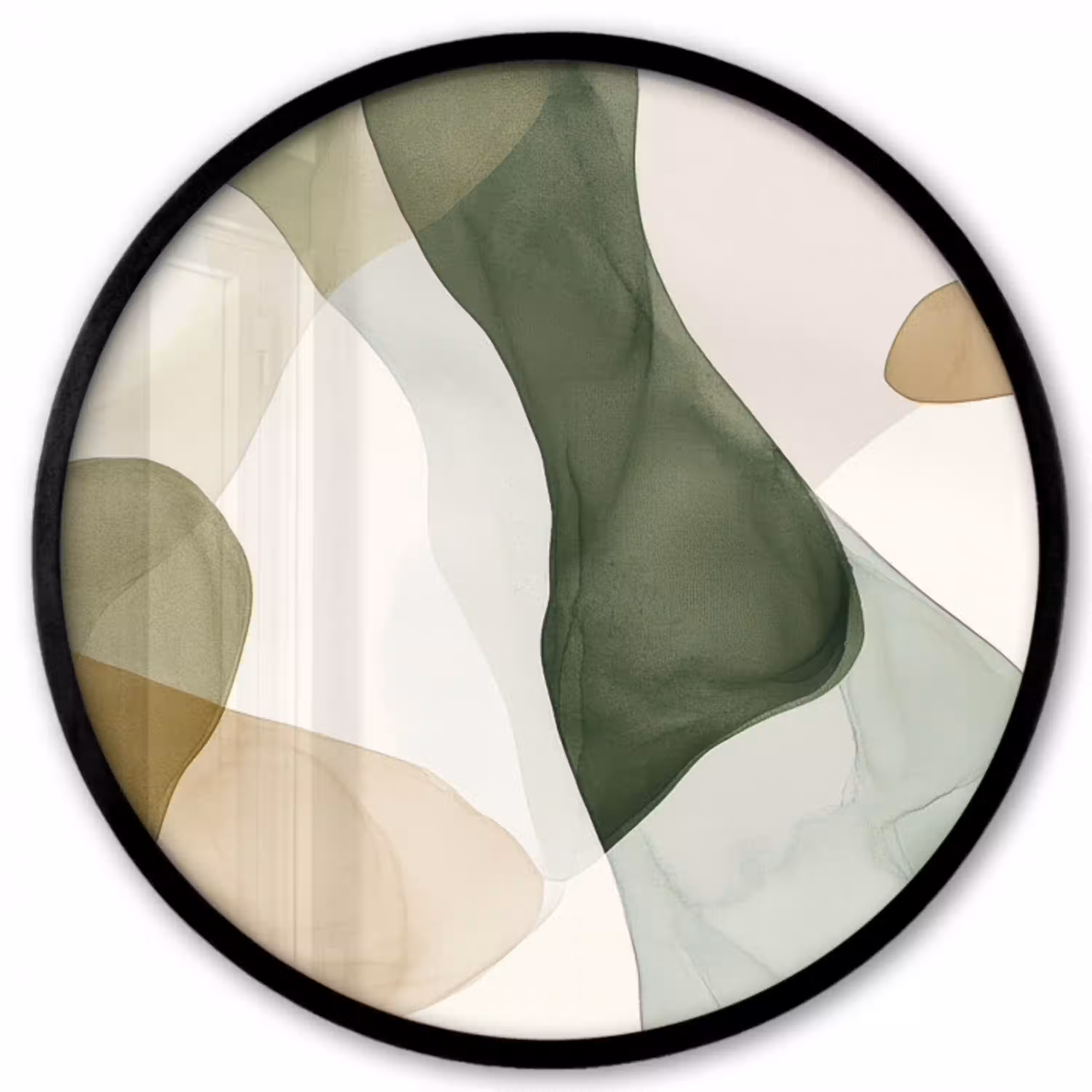 Japandi - Abstract - Groen Fotolijst rond zonder passe partout klein -3d