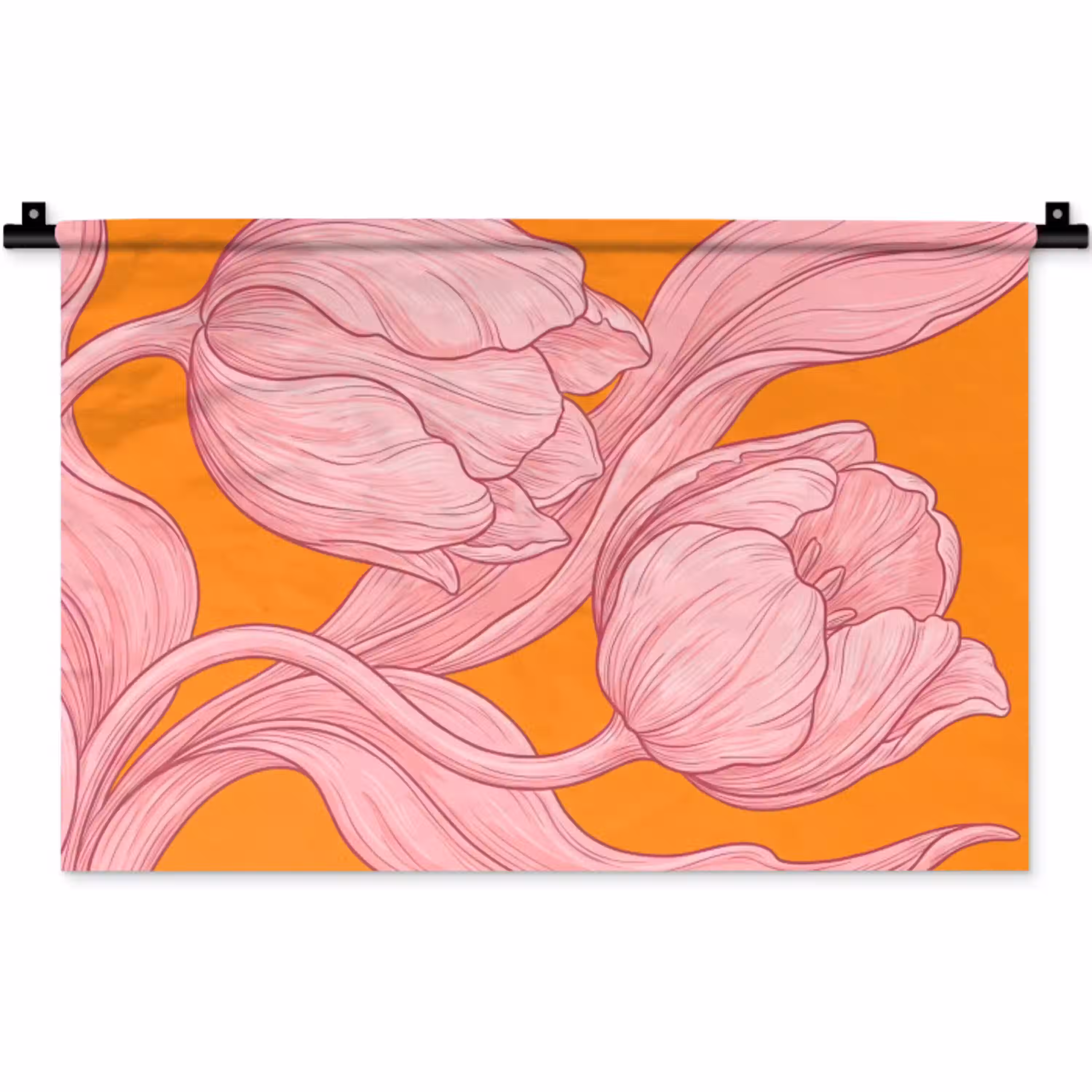 Roze bloemen - Modern Wandkleed katoen klein -zz3d