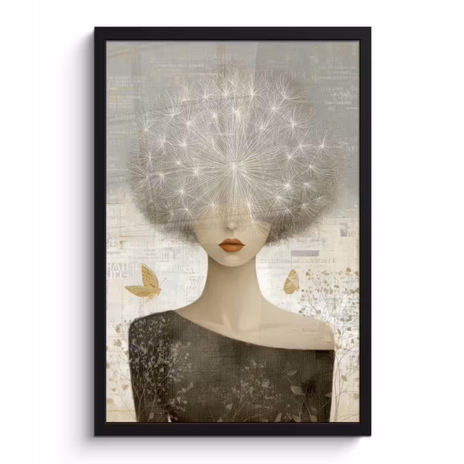 Framed Prints - Fluff - Woman - Beige