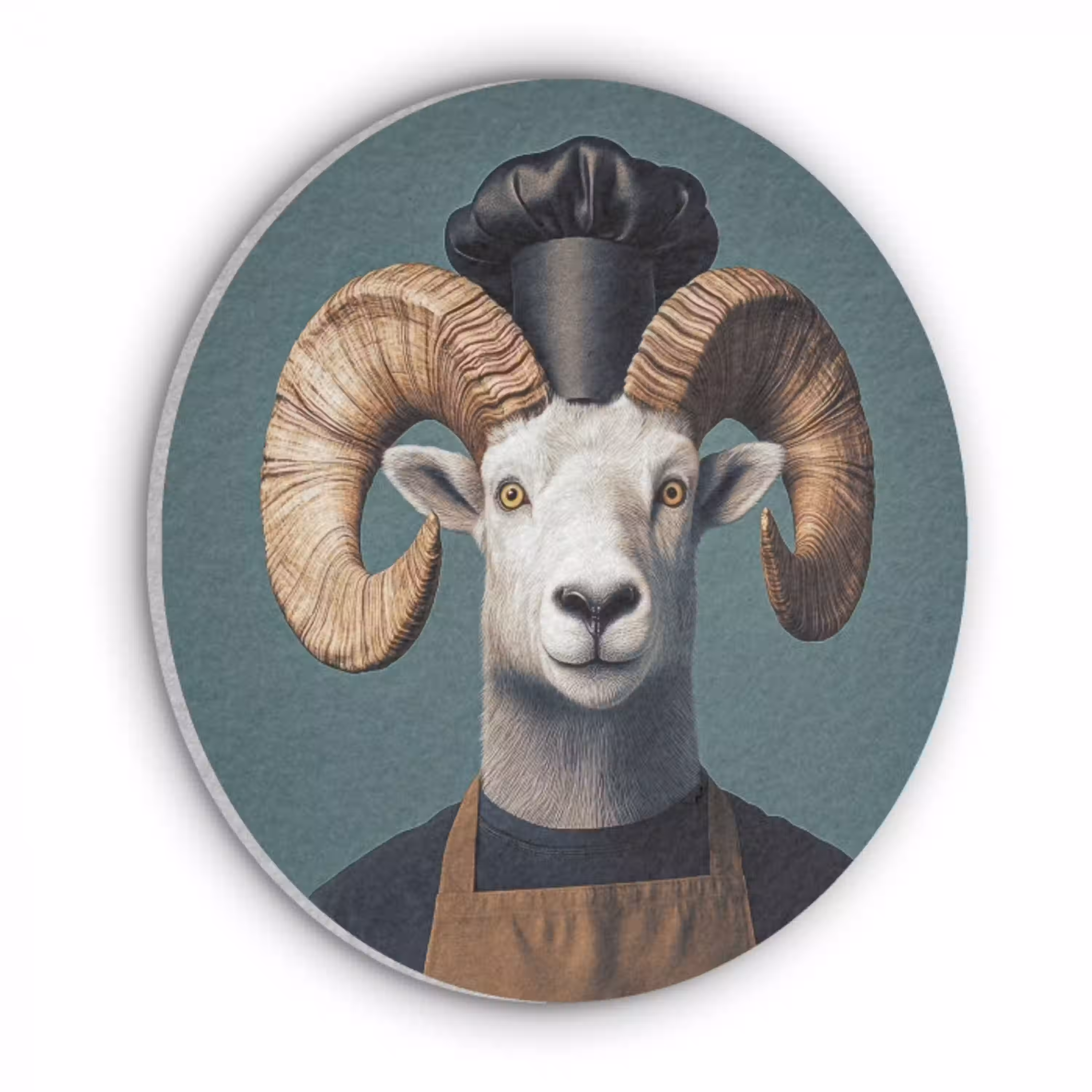 Geit - Hoorns - Kokskleding Akoestische PET Vilt - Rond klein -3d