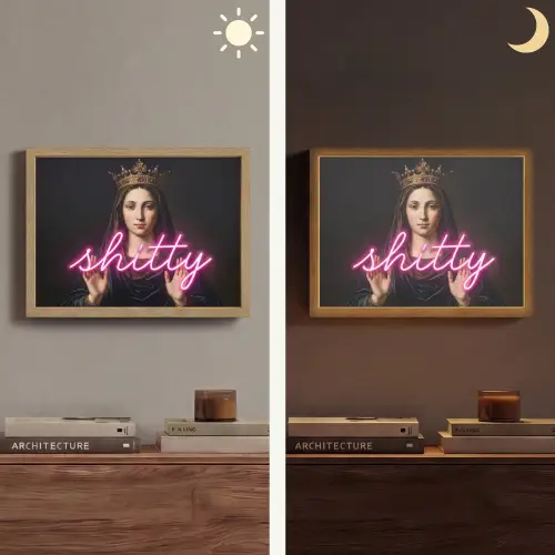 Ironisch - Tekst - Neon Light Box met batterij (Wandlamp) middel -sfeer3