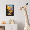 Mozaïek - Zon - Landschap - Dorp fotolijst zwart zonder passe partout klein -usfeer4_kinderkamer