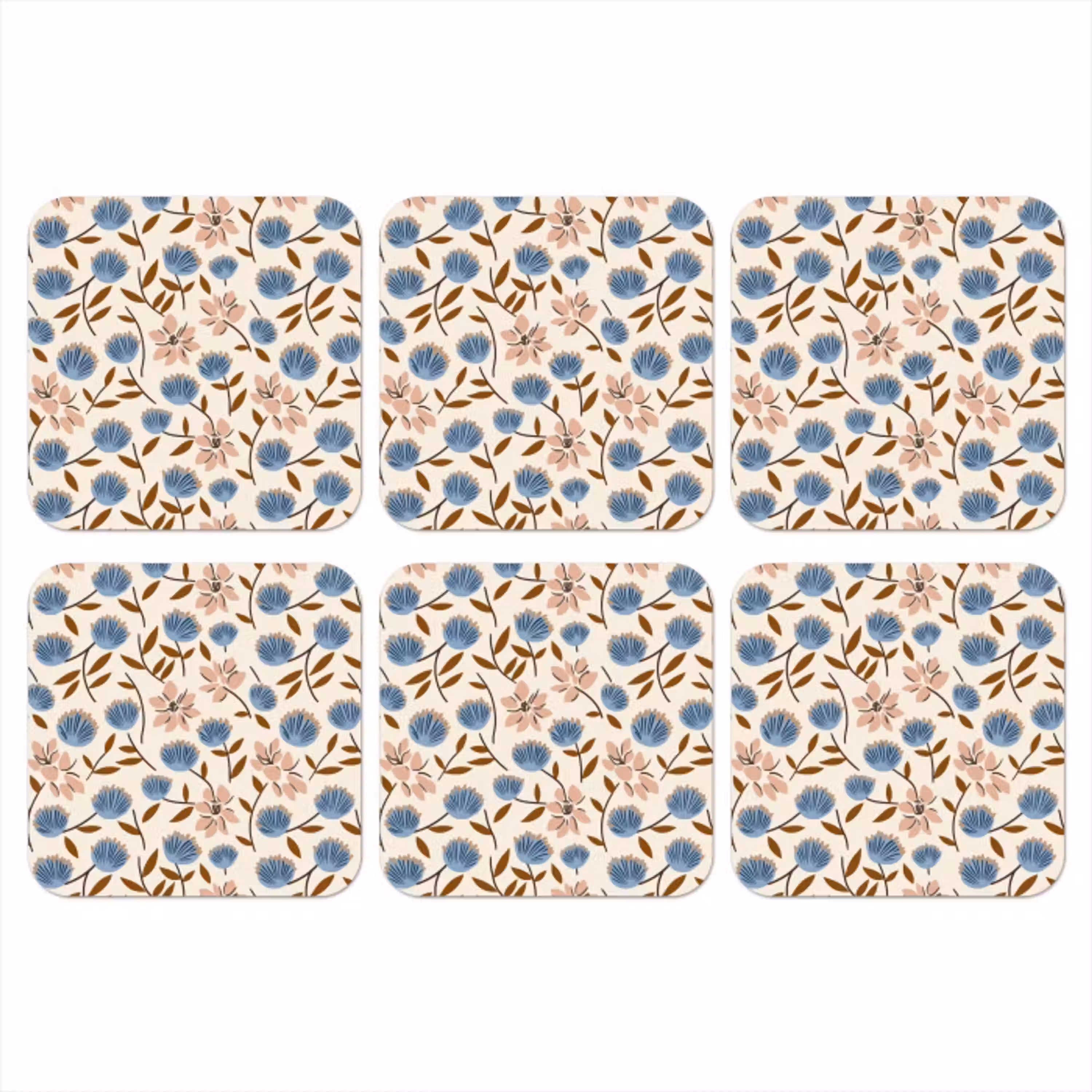 Bloemen - Wild - Blauw onderzetter kurk middel 366 -3d