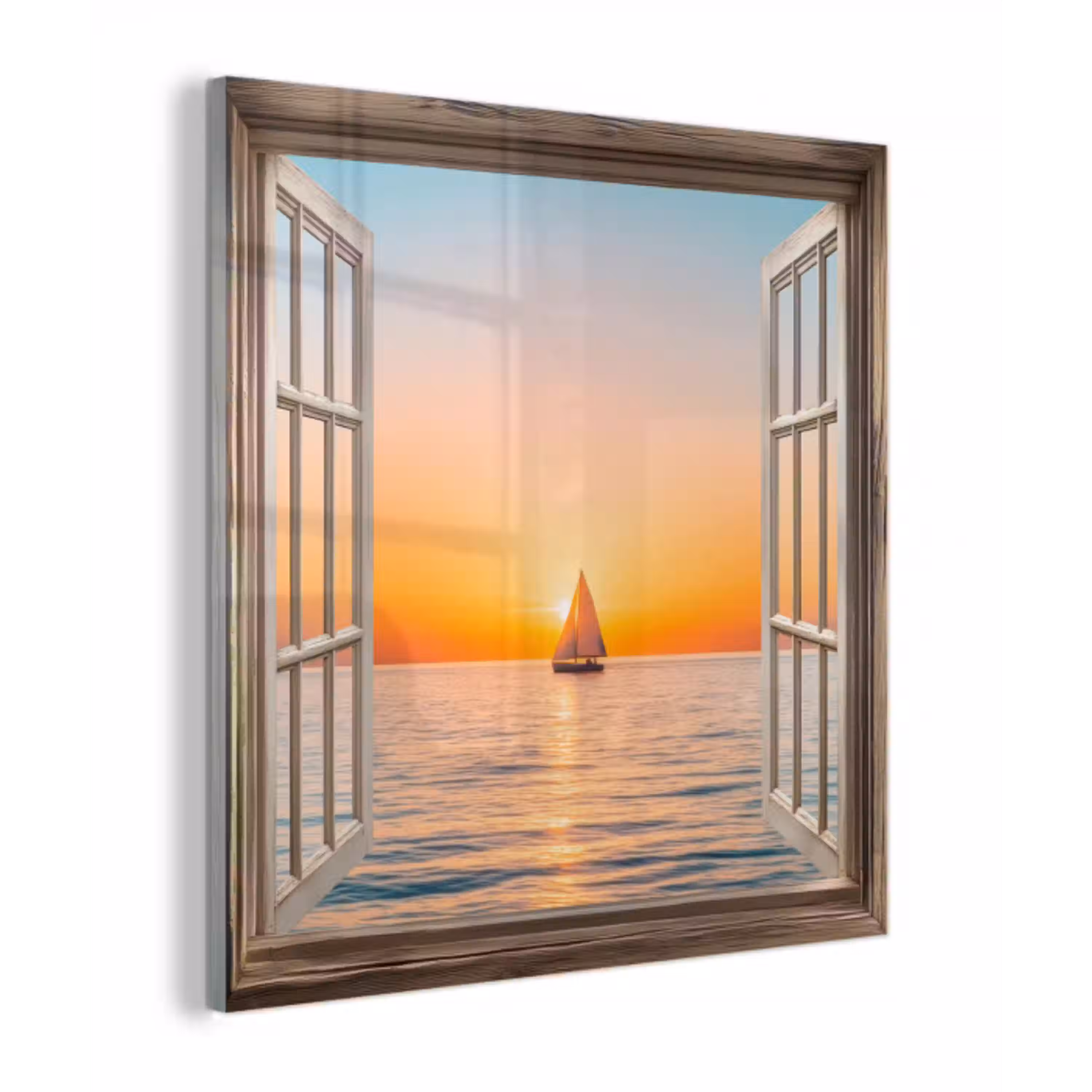 Doorkijk - Zee - Boot - Zonsondergang plexiglas 5mm klein -z3d