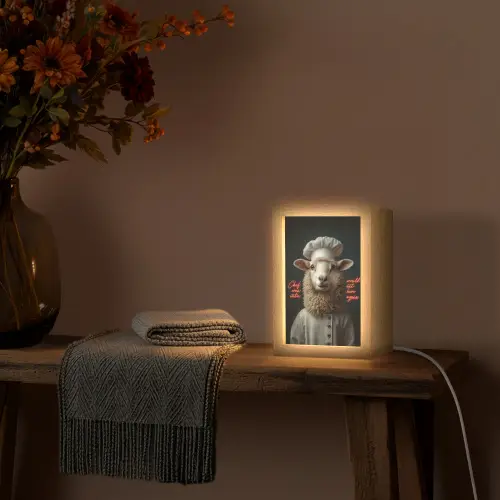 Schaap - Kokskleding - Neon - Quote Light Box met kabel (Tafellamp) klein -sfeer4