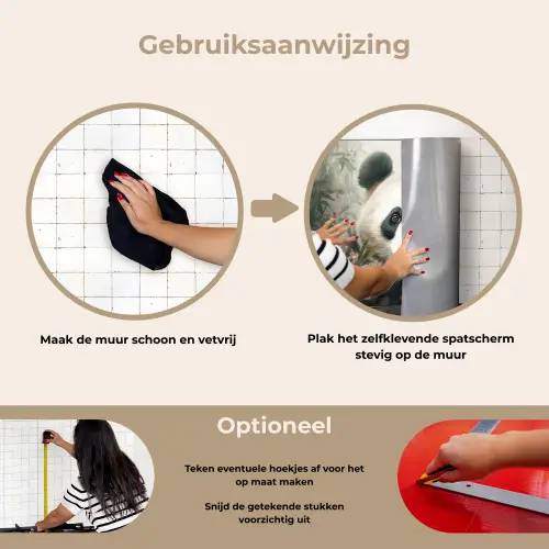 Panda - Dieren - Bloemen - Planten keuken achterwand spatscherm klein -gebruiksaanwijzing_NL