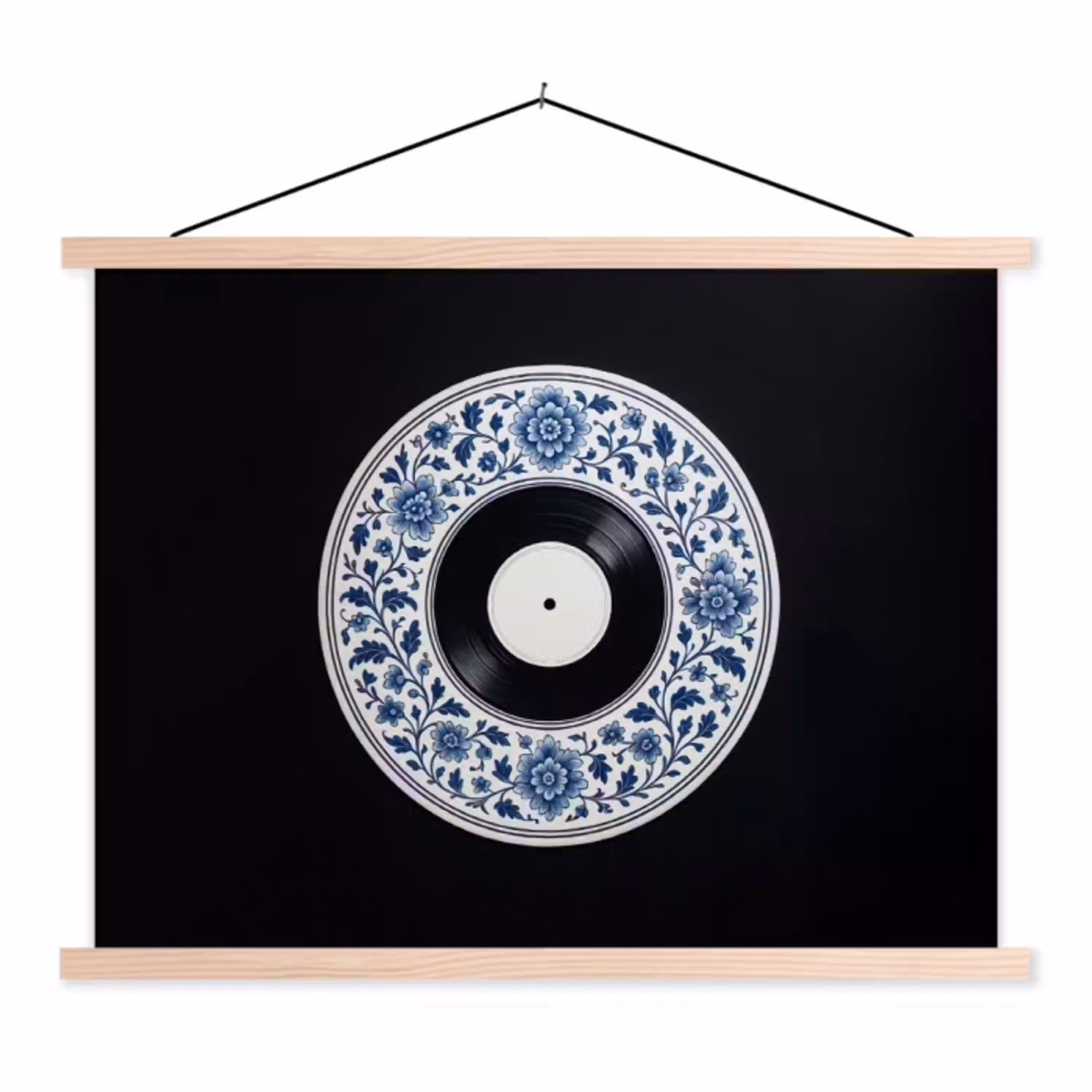 Vinyl - LP - Delfts Blauw - Muziek textielposter latten blank klein -3d