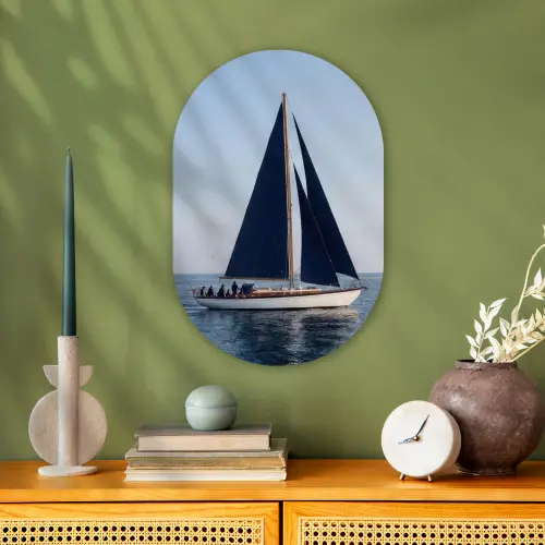 Zeilboot - Zee - Blauw Wandcirkel Ovaal Forex klein -sfeer2
