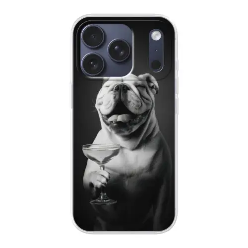 Buldog - Hond - Glas Telefoonhoesje iPhone 17 Pro klein -3d