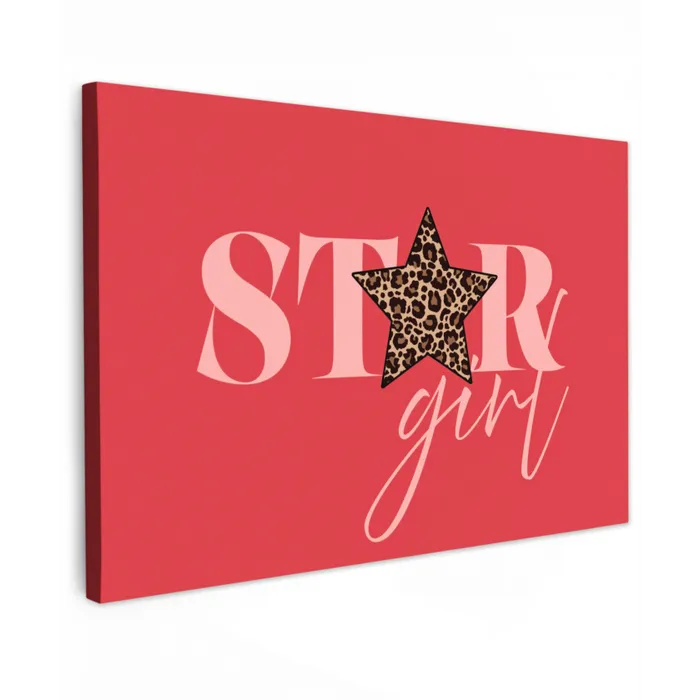 Star girl - Rood - Panter - Ster canvas 2cm klein -z3d