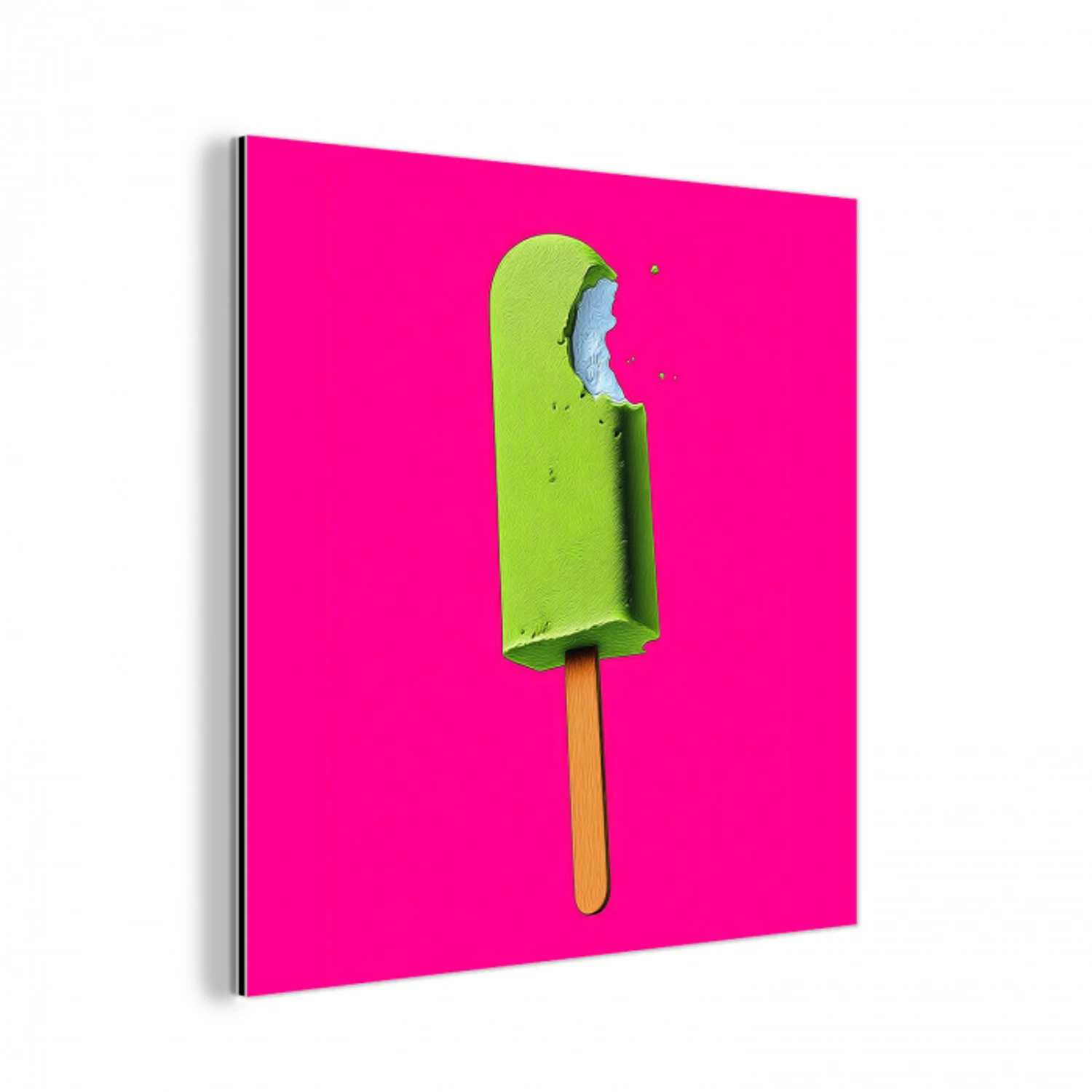 Ijsje - Stokje - Minimalistisch - Groen aluminium wit klein -3d