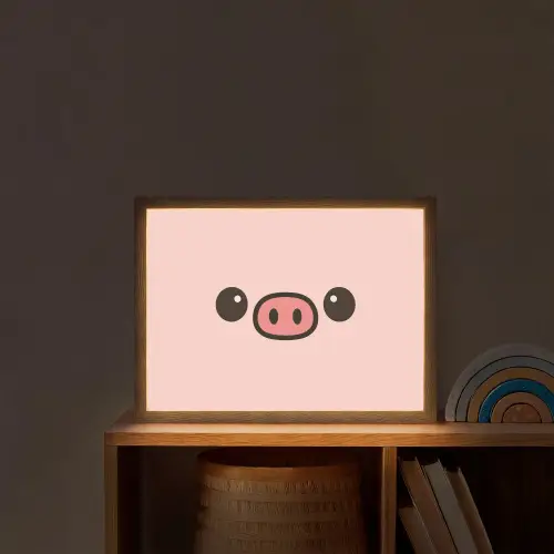 Varken - Roze - Minimalistisch Light Box met batterij (Wandlamp kind) middel -sfeer1_kind