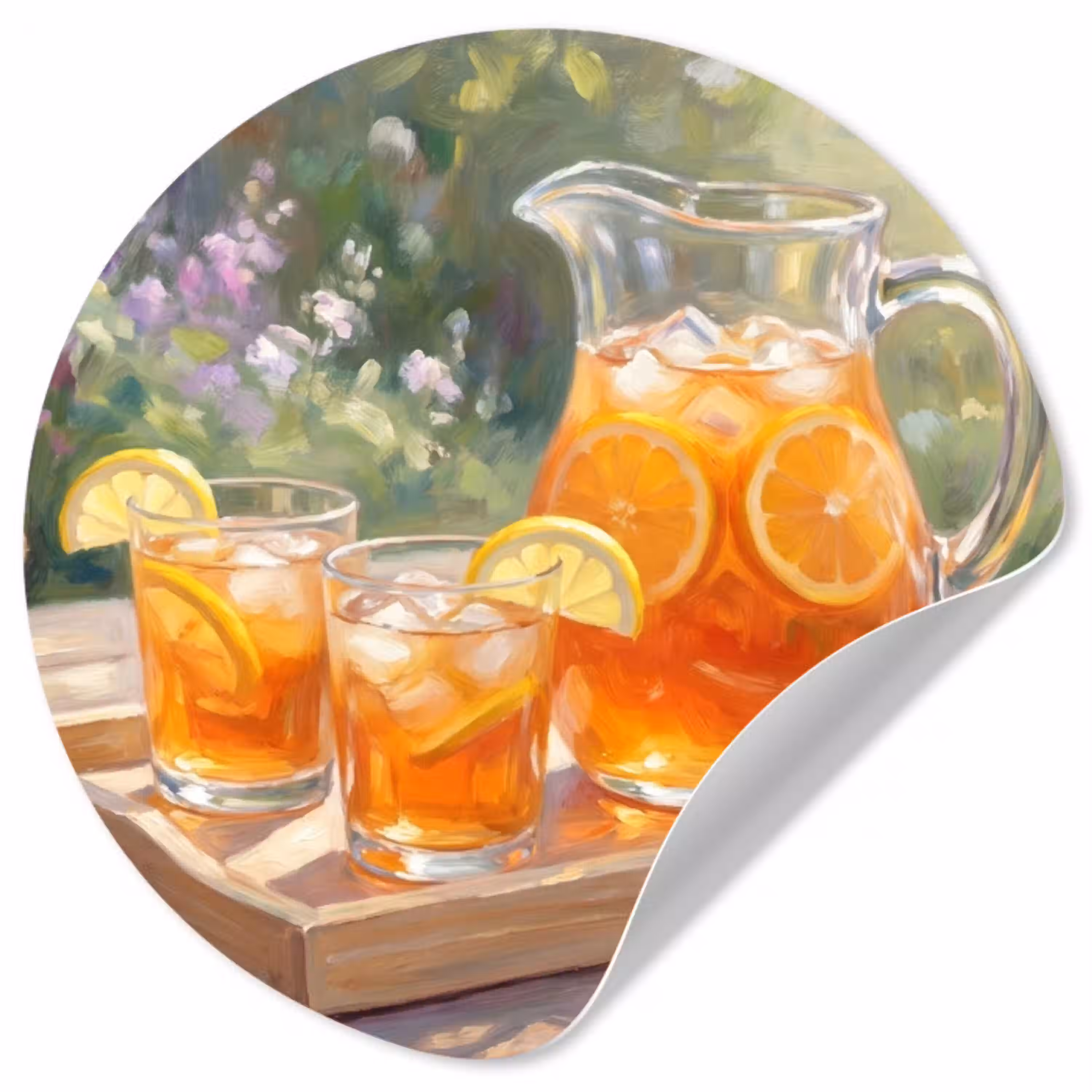 Drank - Citroen - Zomer - Tuin - Geel Wandcirkel behangsticker klein -3d