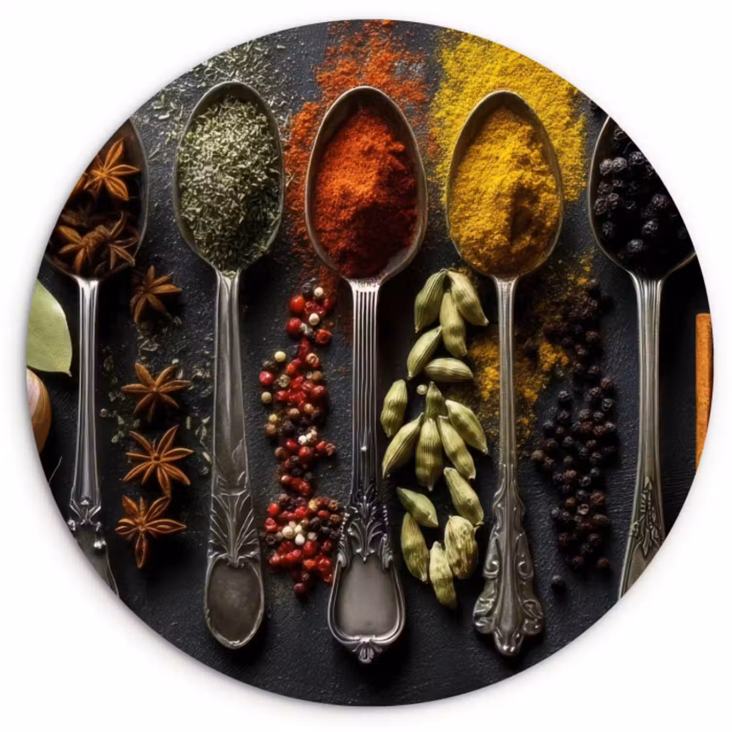 Muurcirkel - Lepels - Specerijen - Kaneel - Chili