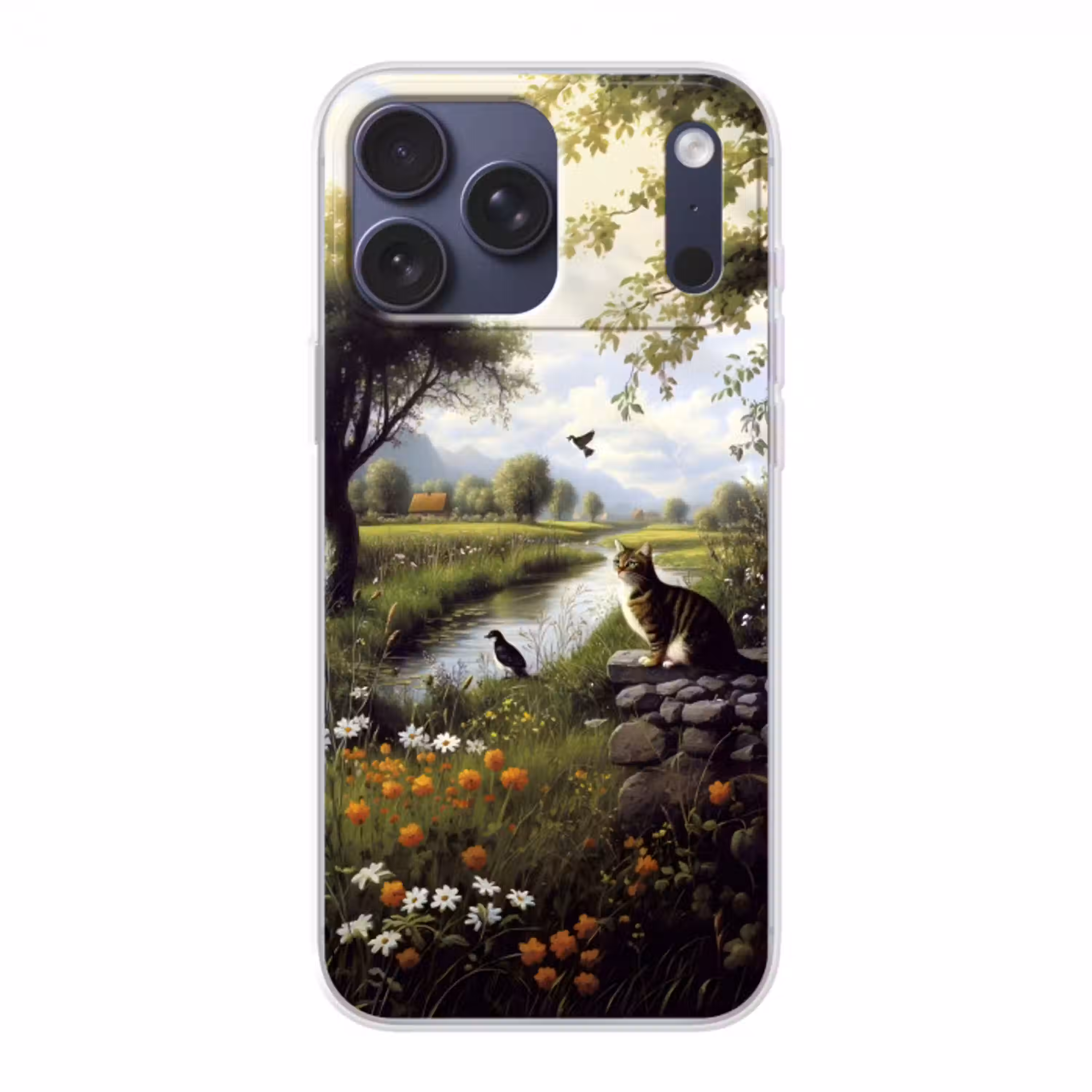 Kat - Beekje - Weide Telefoonhoesje iPhone 17 Pro Max klein -3d