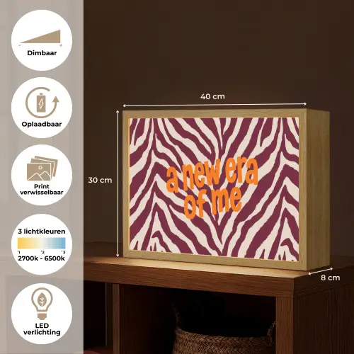 New era - Bordeaux - Zebraprint Light Box met batterij (Wandlamp) middel -USP_websiteoverzichtNL