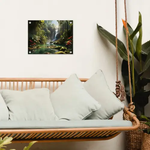 Verborgen Waterval in de Tropen tuinposter los doek klein -sfeer7