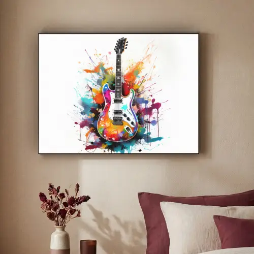 Gitaar - Graffiti - Muziek - Wit Textielframe zwart klein -sfeer1