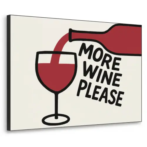 Wijnfles - Quote - Rood - Glas Textielframe zwart klein -3d