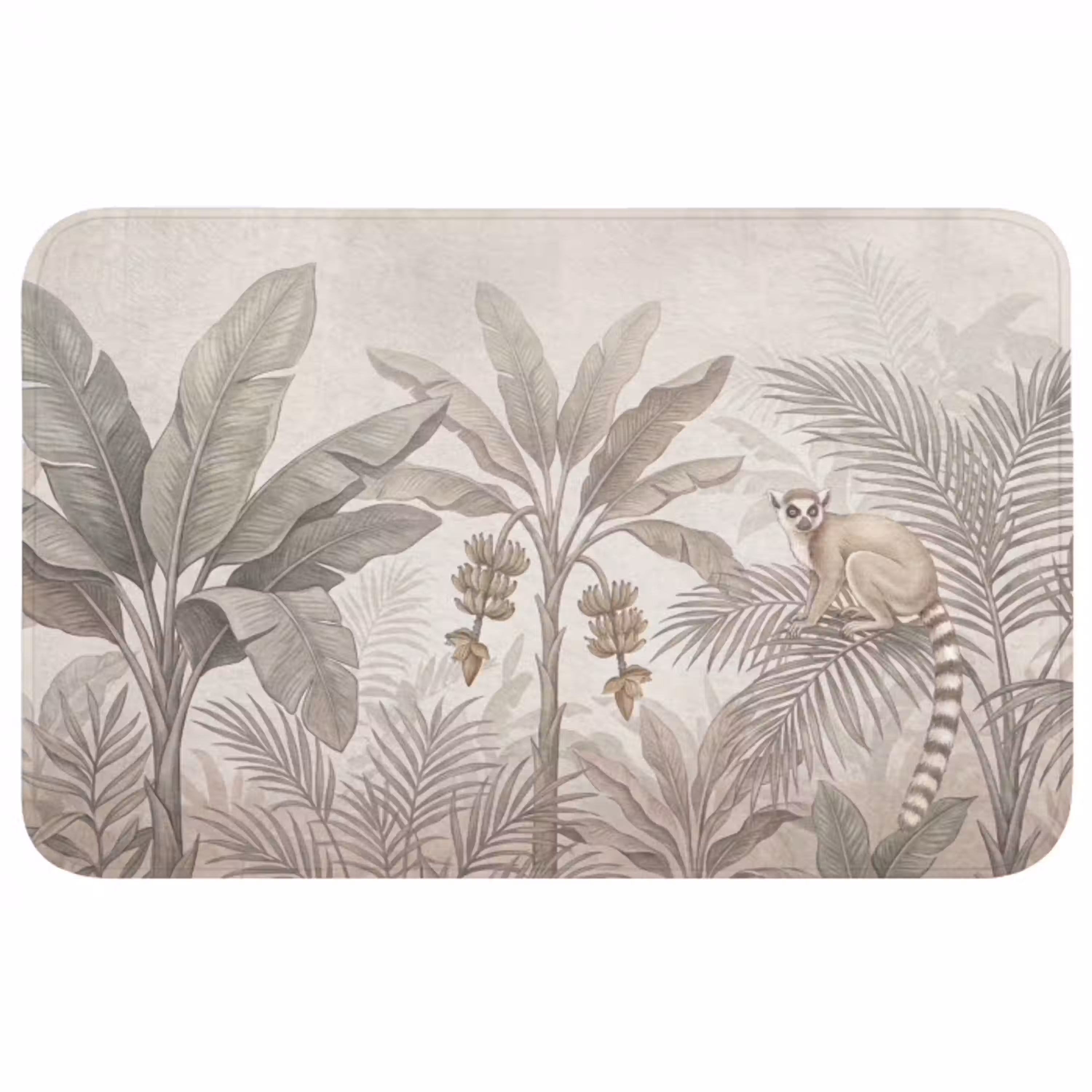 Natuur - Jungle - Ringstaartmaki - Bruin Badmat middel -3d