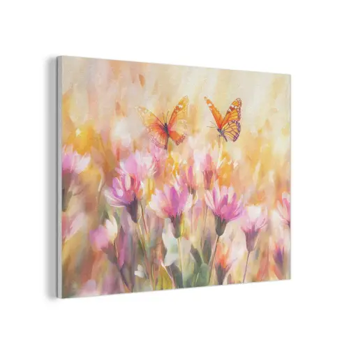 Vlinders - Oranje - Bloemen PET vilt klein -3d
