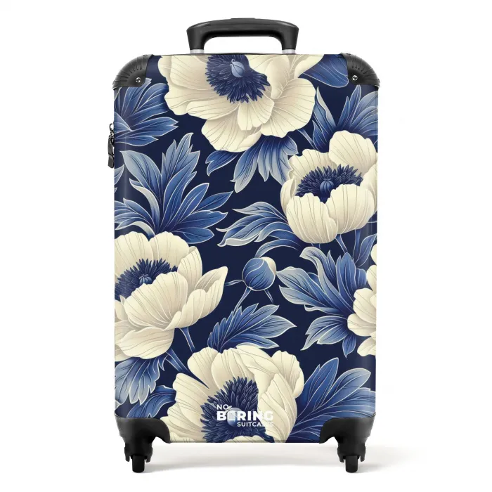 Vintage bloemen - Blauw NBS - Handbagage koffer - Kinderen Unisex middel -productfoto_recht
