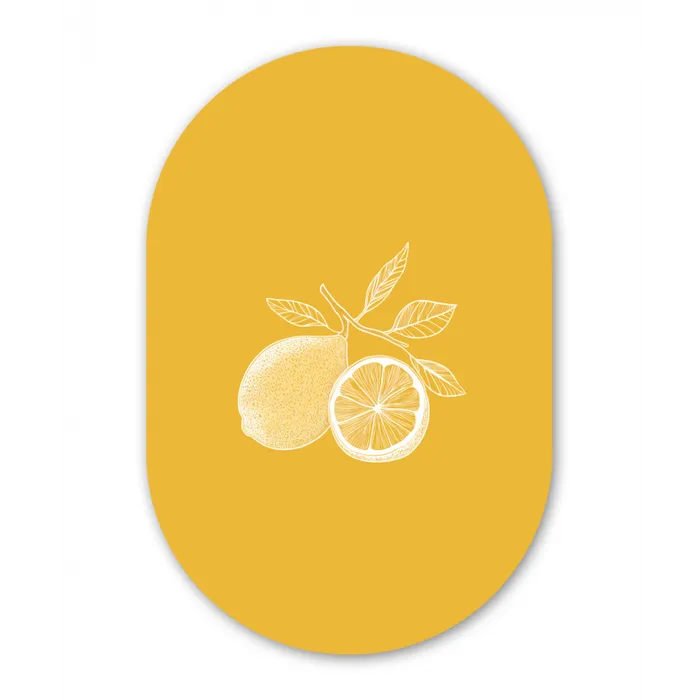 Citroenen - Illustratie - Minimalistisch - Geel Wandcirkel Ovaal Glas middel -3d