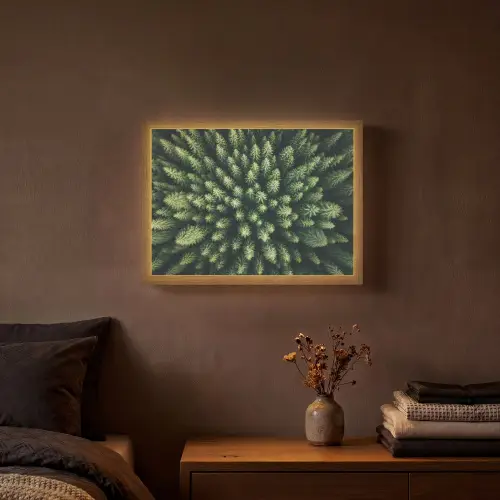 Bomen - Naaldwoud - Structuur Light Box met batterij (Wandlamp) middel -sfeer4