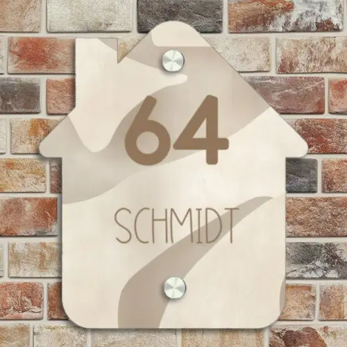 Beige organisch - Modern Naambord Huisje klein -sfeer6