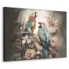 Papegaaien - Vogels - Natuur - Bloemen Textielframe zwart klein -3d