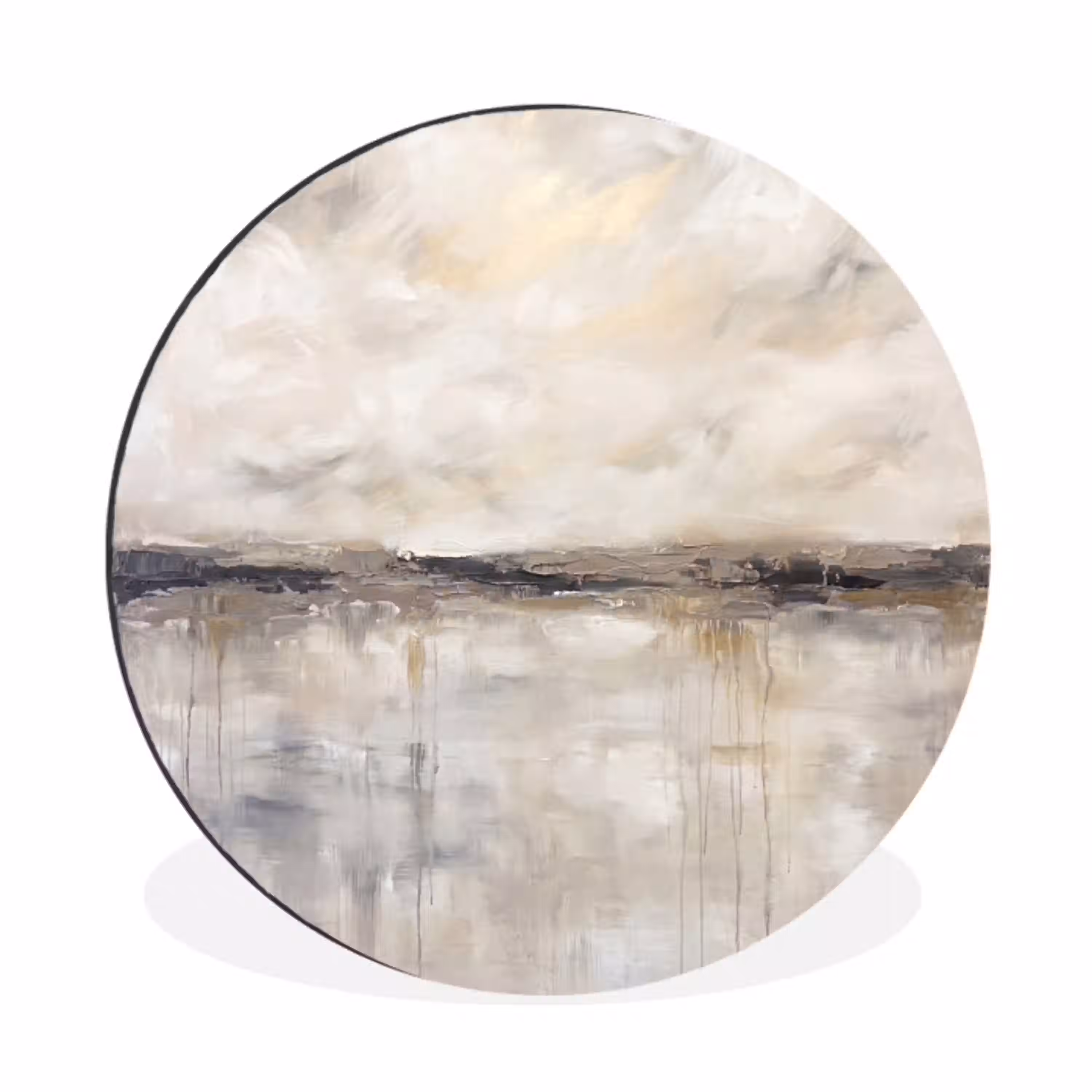 Landschap - Horizon - Natuur - Abstract - Neutraal Wandcirkel aluminium klein -3d