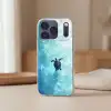 Schildpad - Zee - Blauw - Schittering Telefoonhoesje iPhone 17 Pro klein -sfeer2