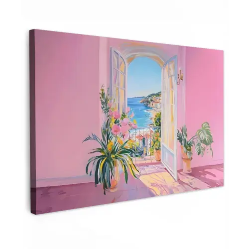 Roze - Buiten - Verf Tuinposter op houten frame 2 cm dik klein -3d